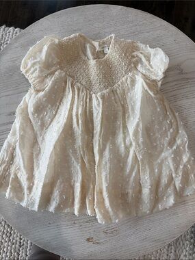 Nora Lee Cream Swiss Dot Smocked Baby Dress